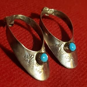 Native American Turquoise Earrings Vintage Sterling Silver